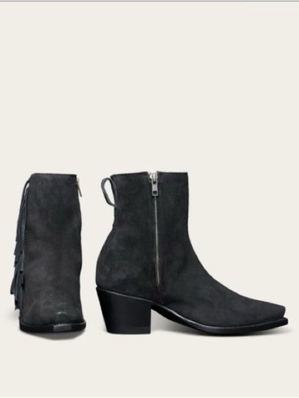 Tecovas Midnight Fringe Suede Ankle Booties Size 8.5 - Picture 7 of 7